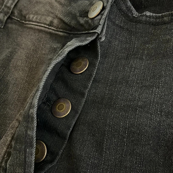 Chelsea & Violet Asymmetrical Black Denim Button Fly Distressed Skirt - Small - Picture 7 of 7